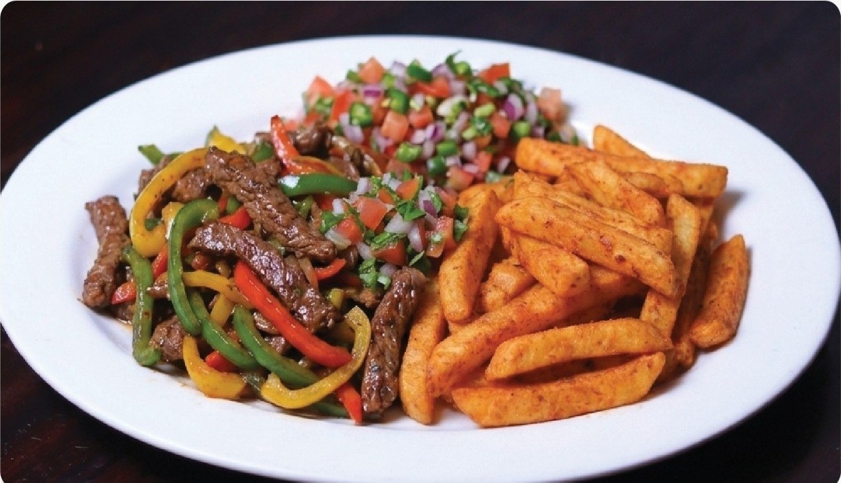 Beef Stir Fry with Masala Chips at Olive & Grill