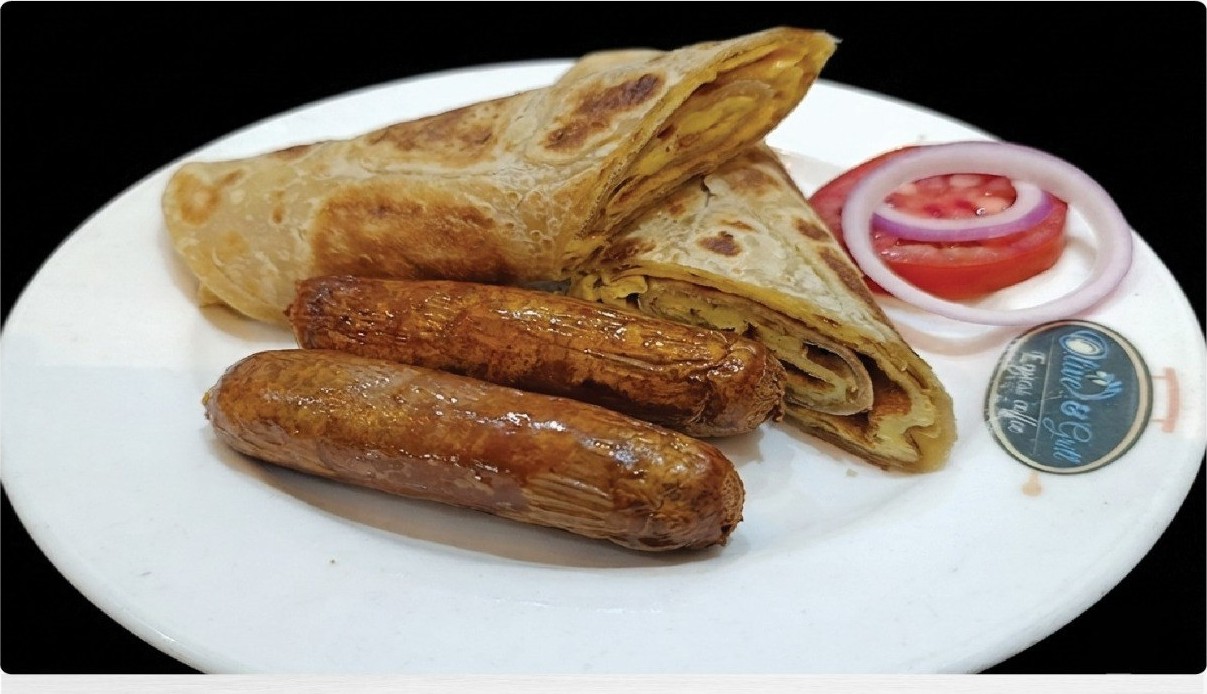 Rolex with 2 Sausages at Olive & Grill