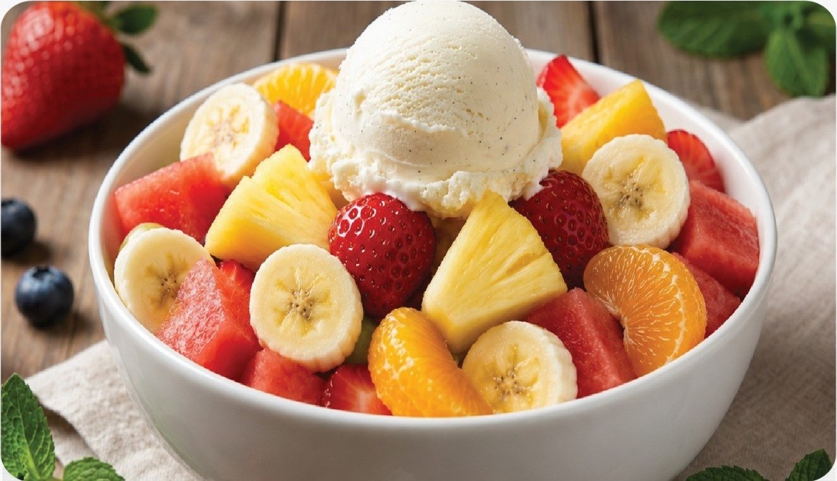 Fruit Salad with Ice Cream at Olive & Grill