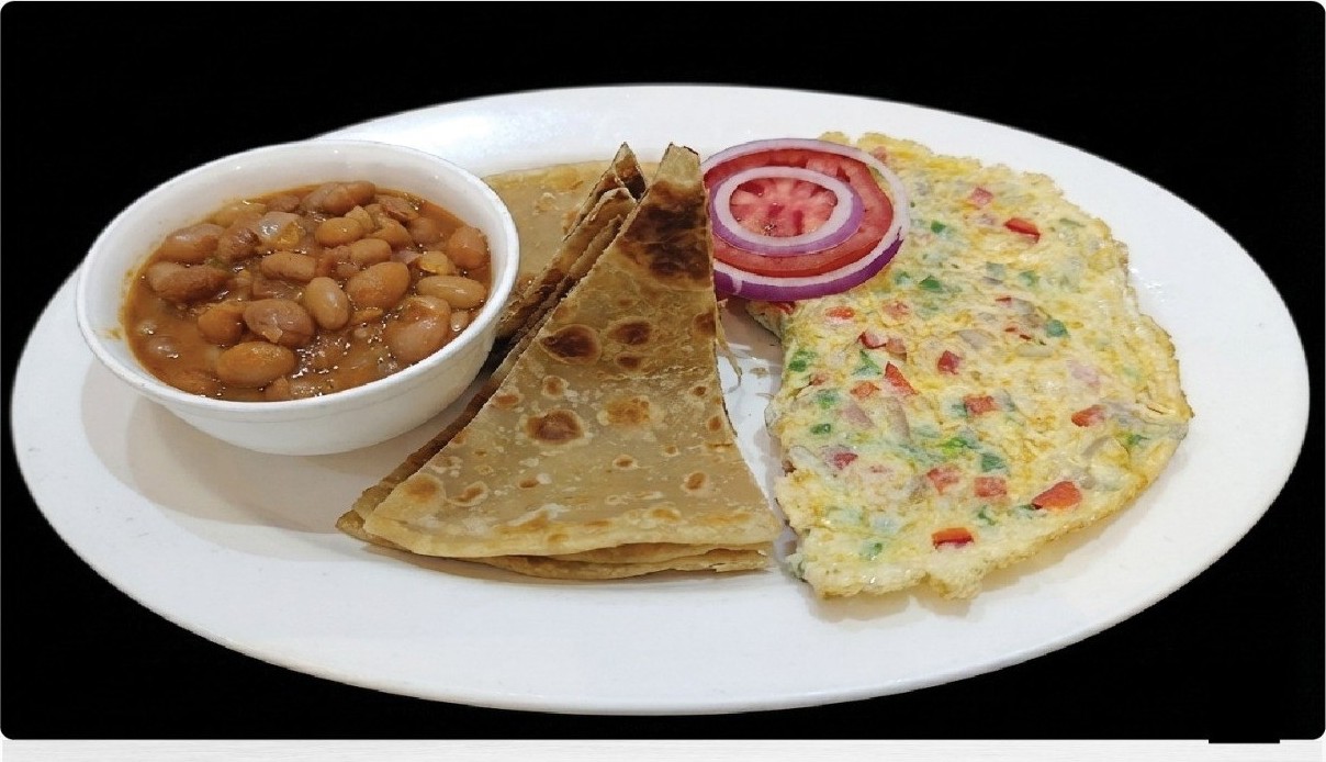Spanish Omelette, Chapati with Beans at Olive & Grill